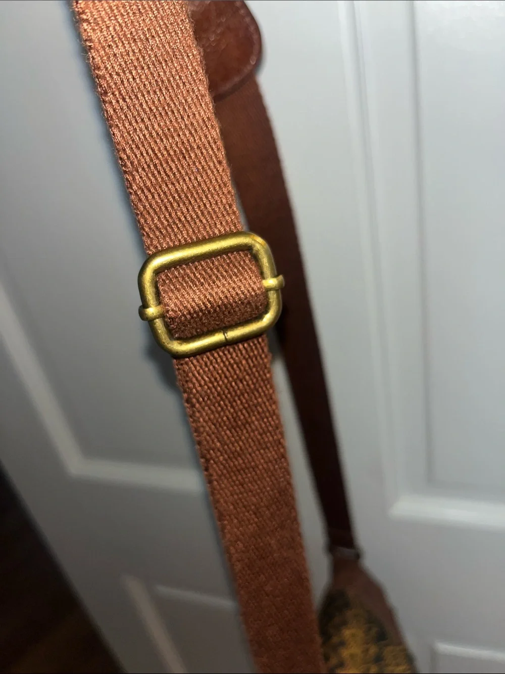 The Sak Deena Flap Brown & Mustard Leather Crossbody Bag with Woven Detail